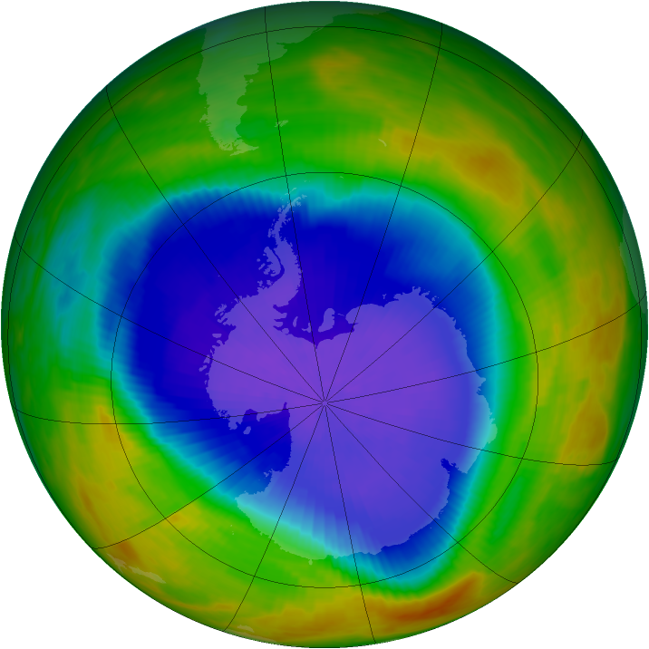 Antarctic ozone map for 05 October 1989